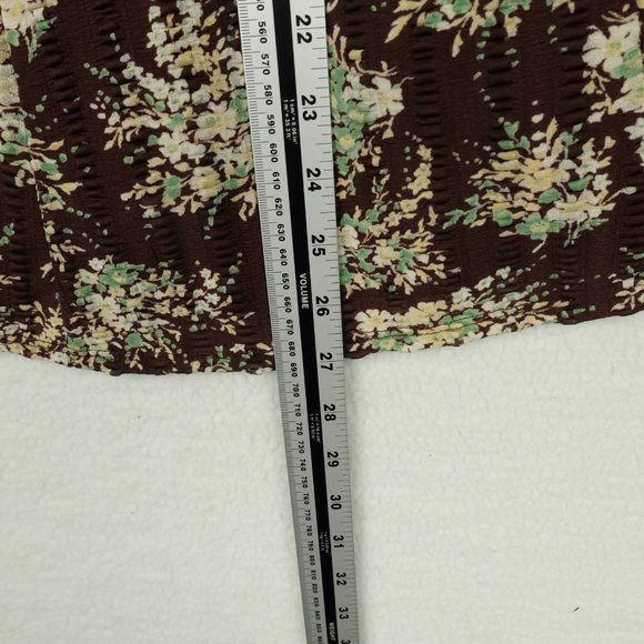 Nine West Womens Shirt Top Large Brown Green Floral Retro Cottagecore Peplum - Picture 6 of 8